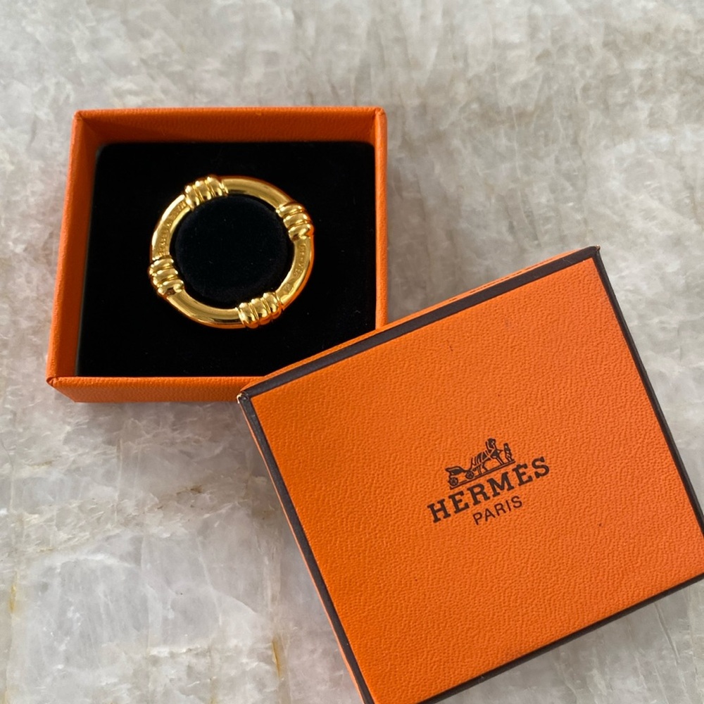 HERMÈS Bouet Scarf Ring Gold Plated